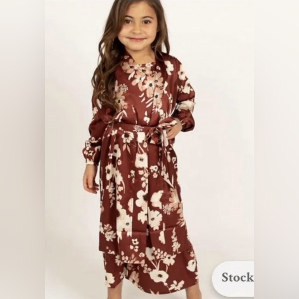 NWT Joyfolie Mia Joy Poma Duster Rust Floral Girls Size 12 - Picture 2 of 8